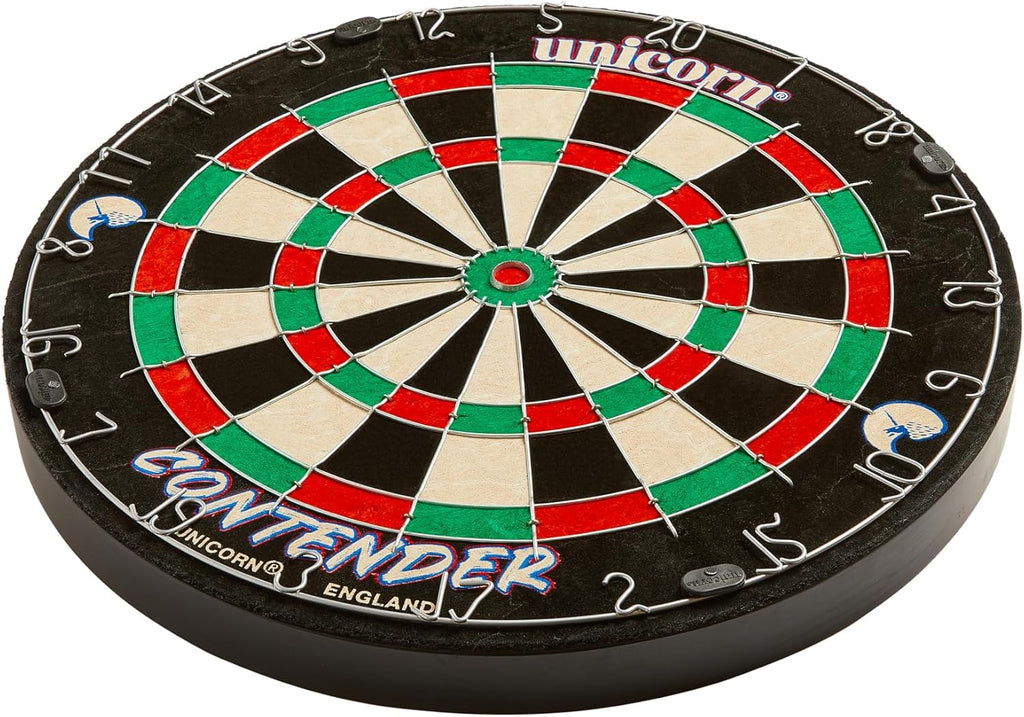 Easy Score Dartboard Darts Board | Contender Fun Learning Beginner Trainer | 2 x Bigger Trebles & Doubles | Competition Quality Sisal Bristle Board | Round Wire Spider