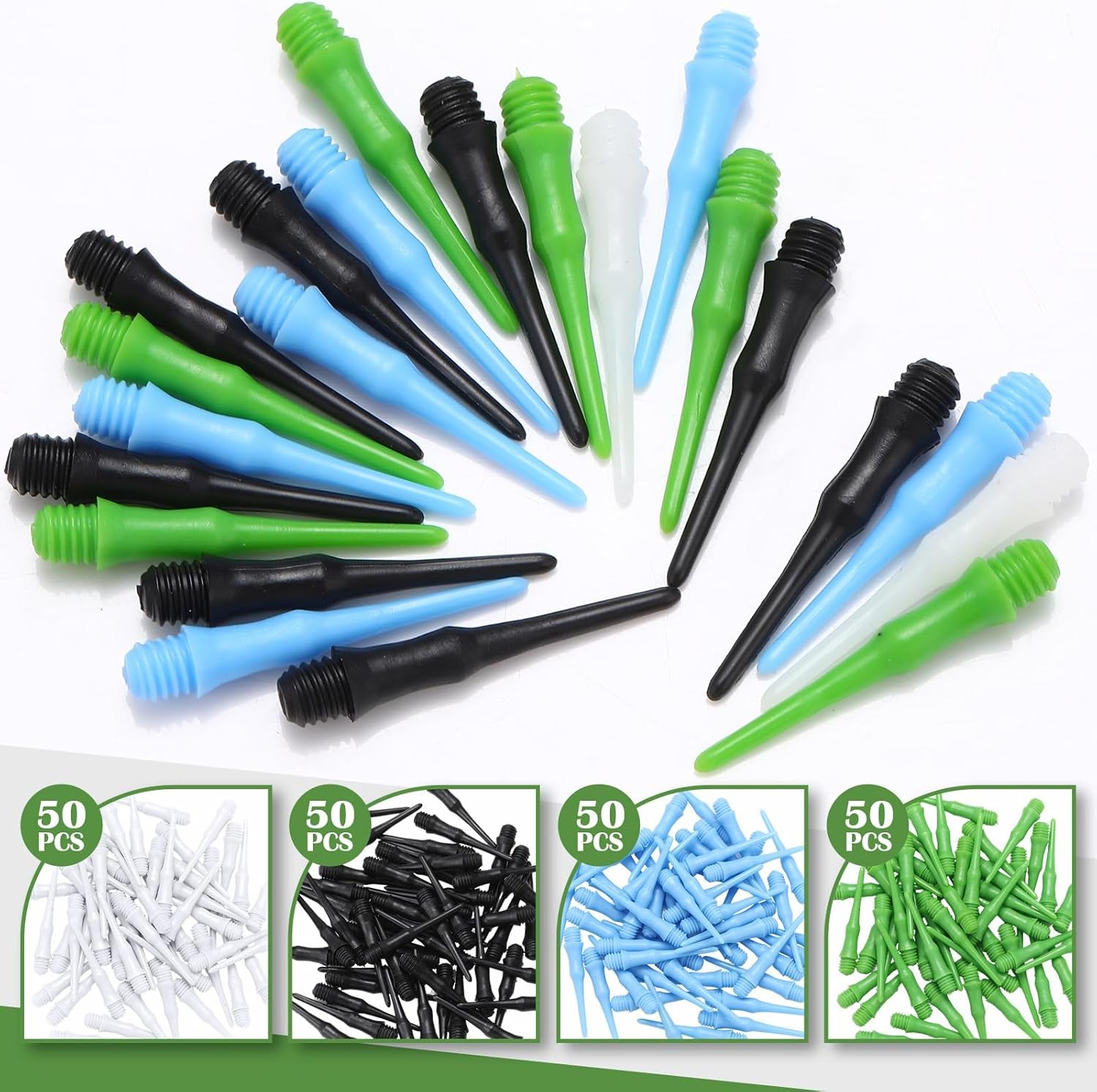 200 Pack 2BA Thread Soft Tip Dart Points Plastic Replacement Dart Tips Soft Tip Dart Tips Dart Accessories for Tip Darts