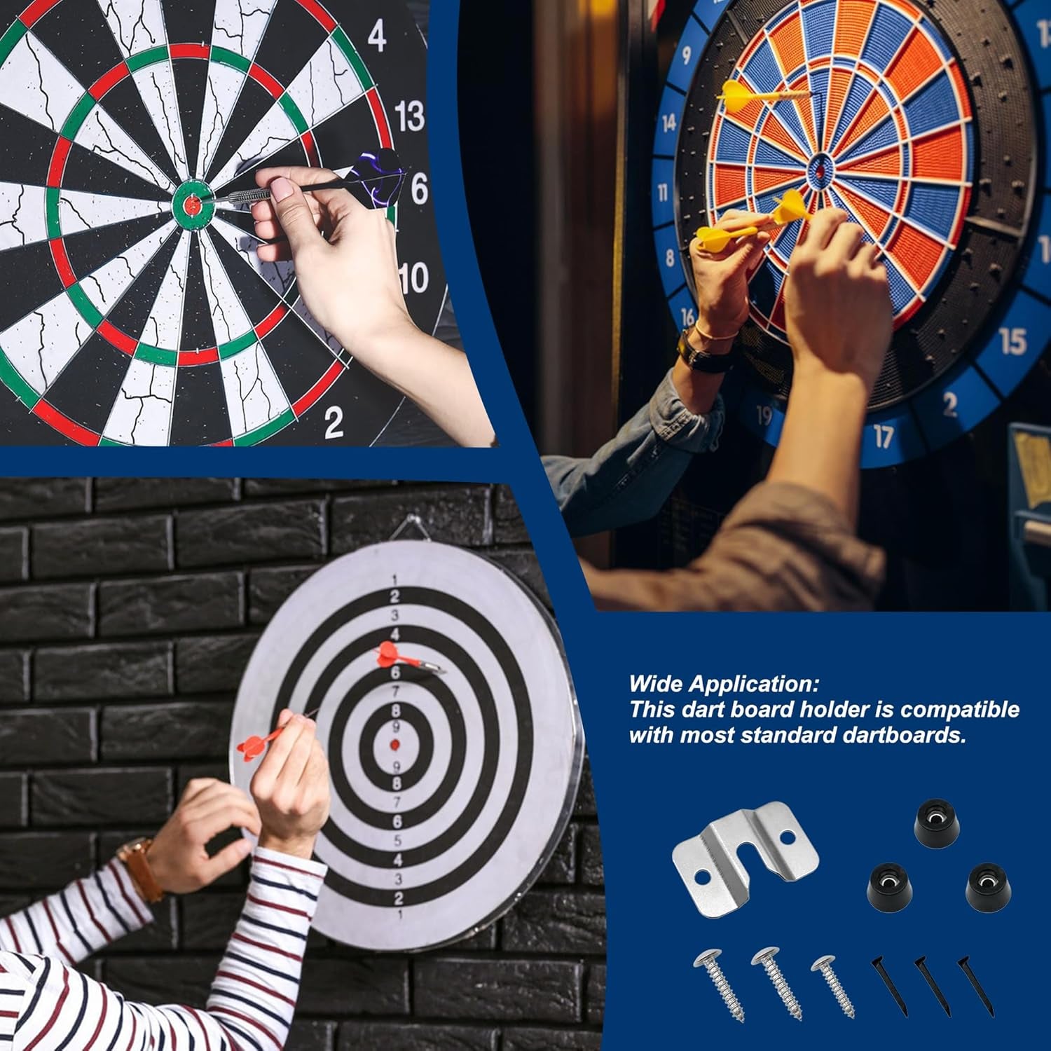 Portable Dartboard Mounting Bracket Kit, Includes Screws, Nails and Stabilisers Dart Board Hanging Kit Dart Board Hardware Wall Bracket for Hanging Dartboard