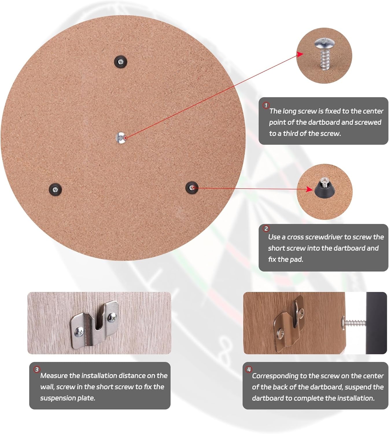 Dartboard Mounting Bracket,Dartboard Hanging Bracket for Steel Dart Games,Dart Accessories (2 Set)