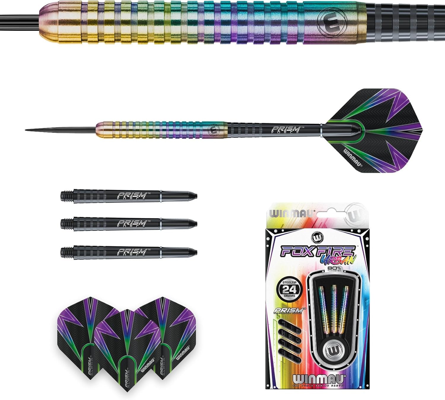 Foxfire Urban Professional Tungsten Darts Set with Flights and Stems (Shafts)