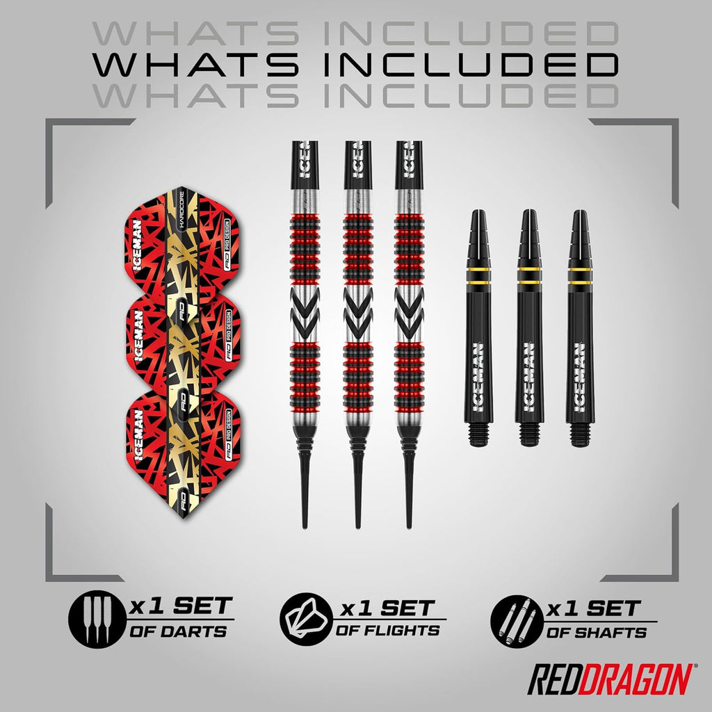 Gerwyn Price Iceman Firebird 18 Gram Softip Premium Tungsten Darts Set with Flights and Stems