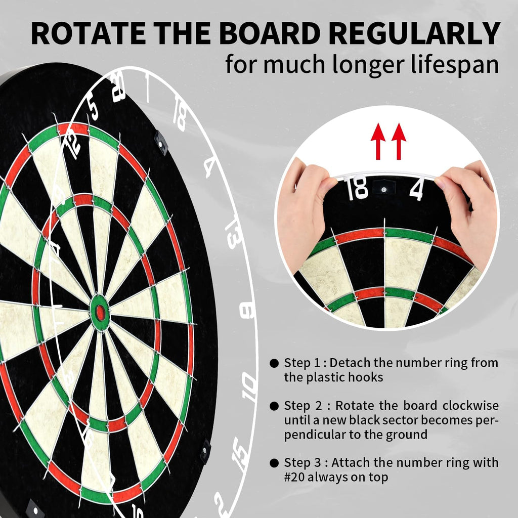 EVA Dartboard Surround Wall Protector, Sisal/Bristle Dartboard and 18g Steel Tip Darts Set Optional