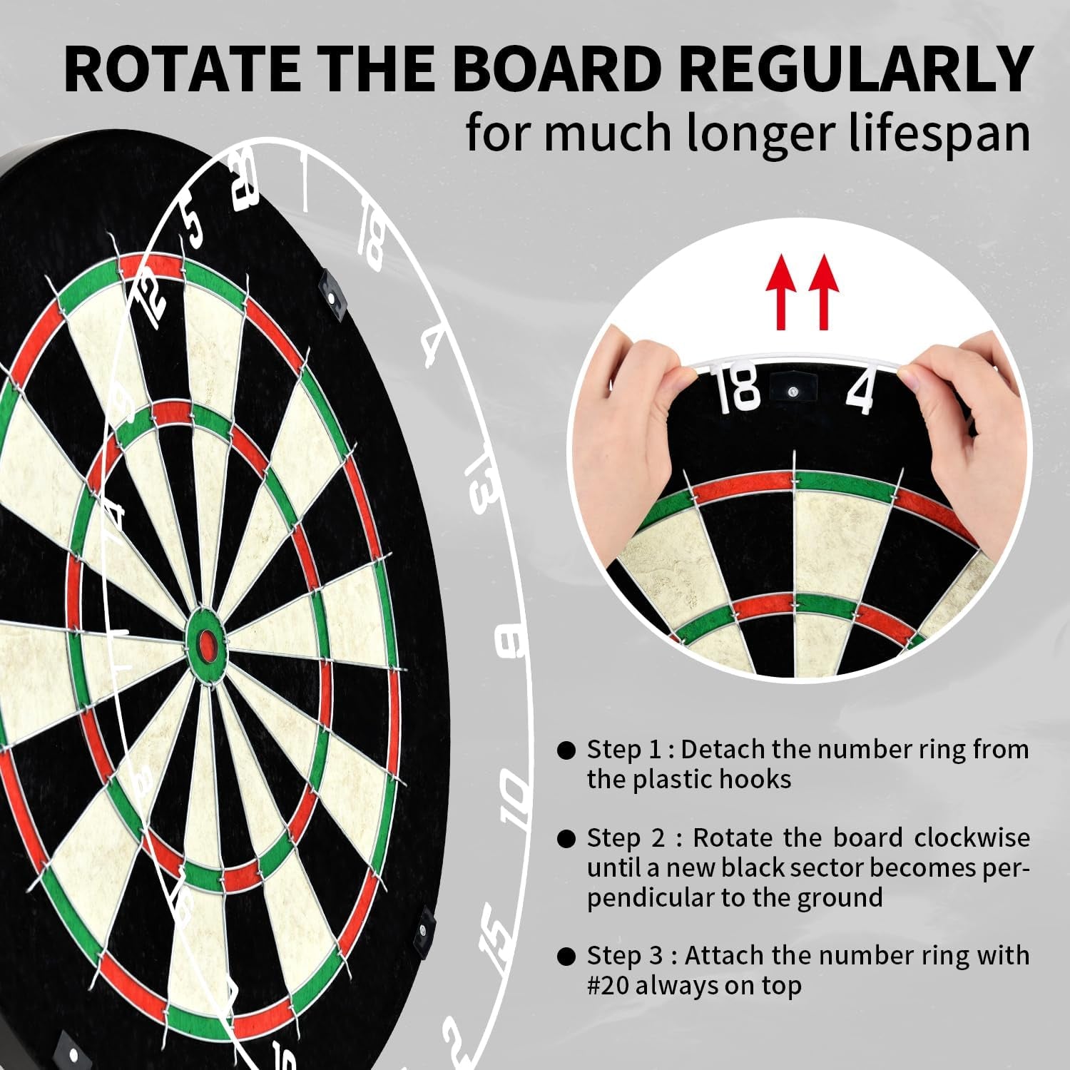 EVA Dartboard Surround Wall Protector, Sisal/Bristle Dartboard and 18g Steel Tip Darts Set Optional