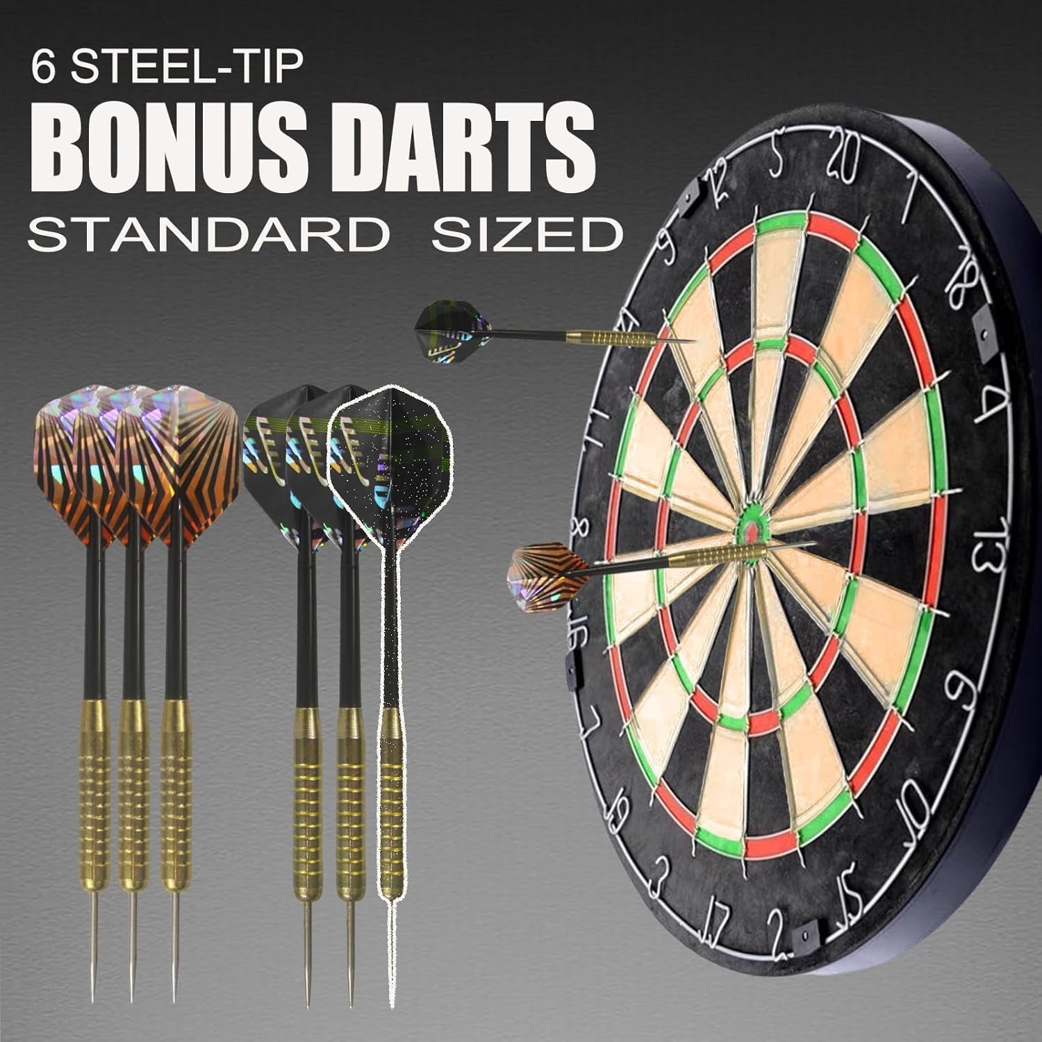Regulation Bristle Dart Board Set: 45' High-Grade Compressed Sisal Dart Boards for Adults w/Print Numbers & Staple-Free Bullseye, Dartboard Set for Family Party/Room/Bar/Garage