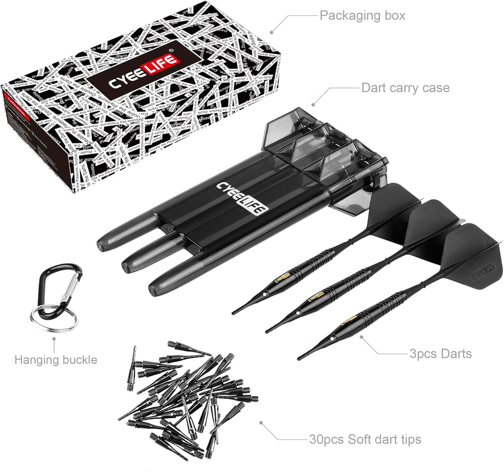 18g Soft Tip Darts with Carrying case and Extra Points,Professional Plastic Darts Set