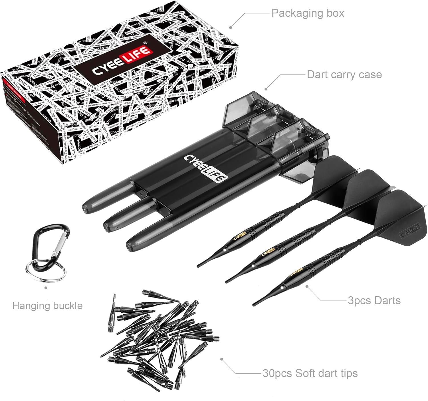 18g Soft Tip Darts with Carrying case and Extra Points,Professional Plastic Darts Set