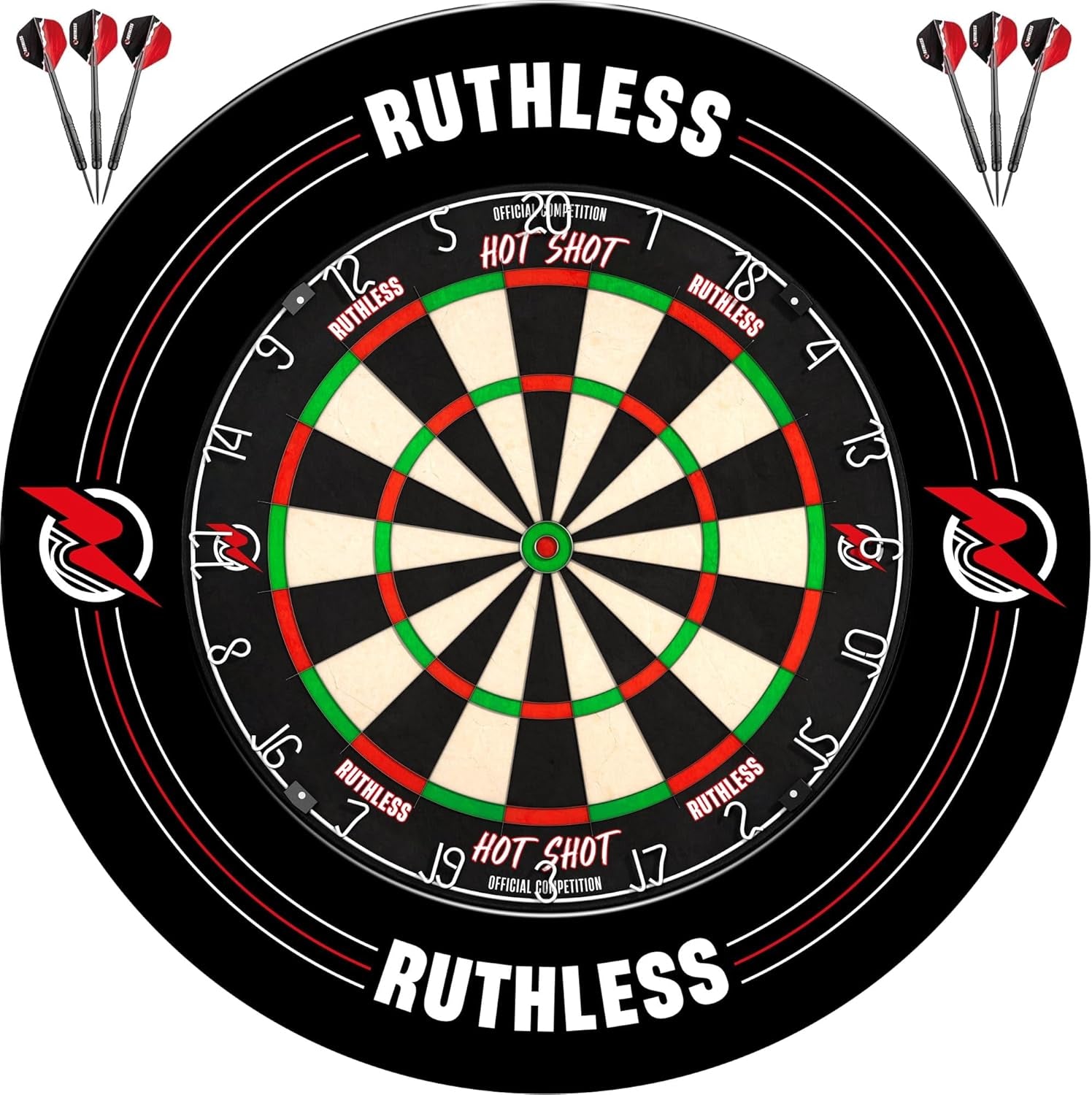 Hot Shot Dart Board | Endurance Round Wire Sisal Dartboard Set Including 2 sets of Steel Tip Darts