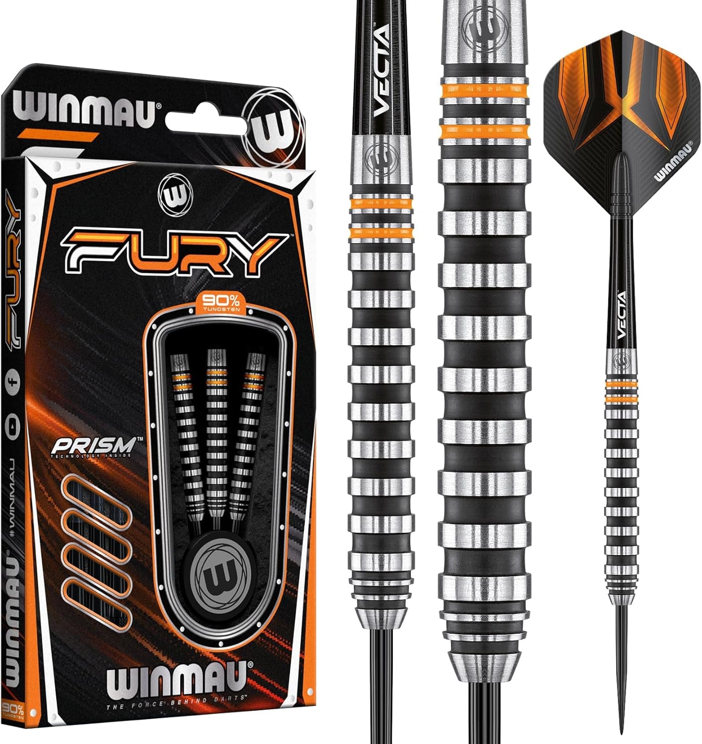 Fury 22-28 Gram Tungsten Darts with Prism Flights and Vecta Shafts (Stems)