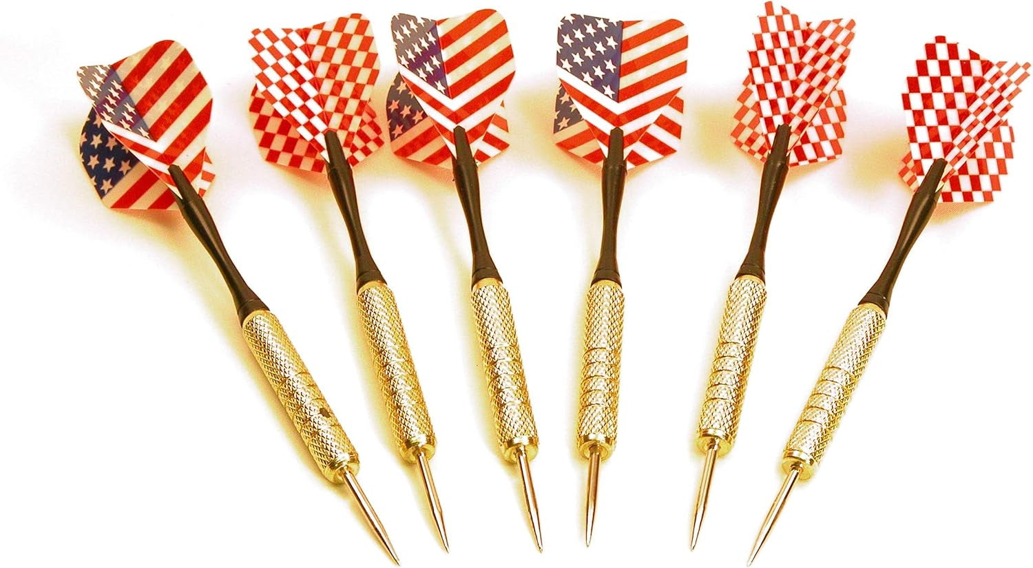 NEW DART BOARD + 6 BRASS DARTS FLAG CHECKERS 16.5 inch by