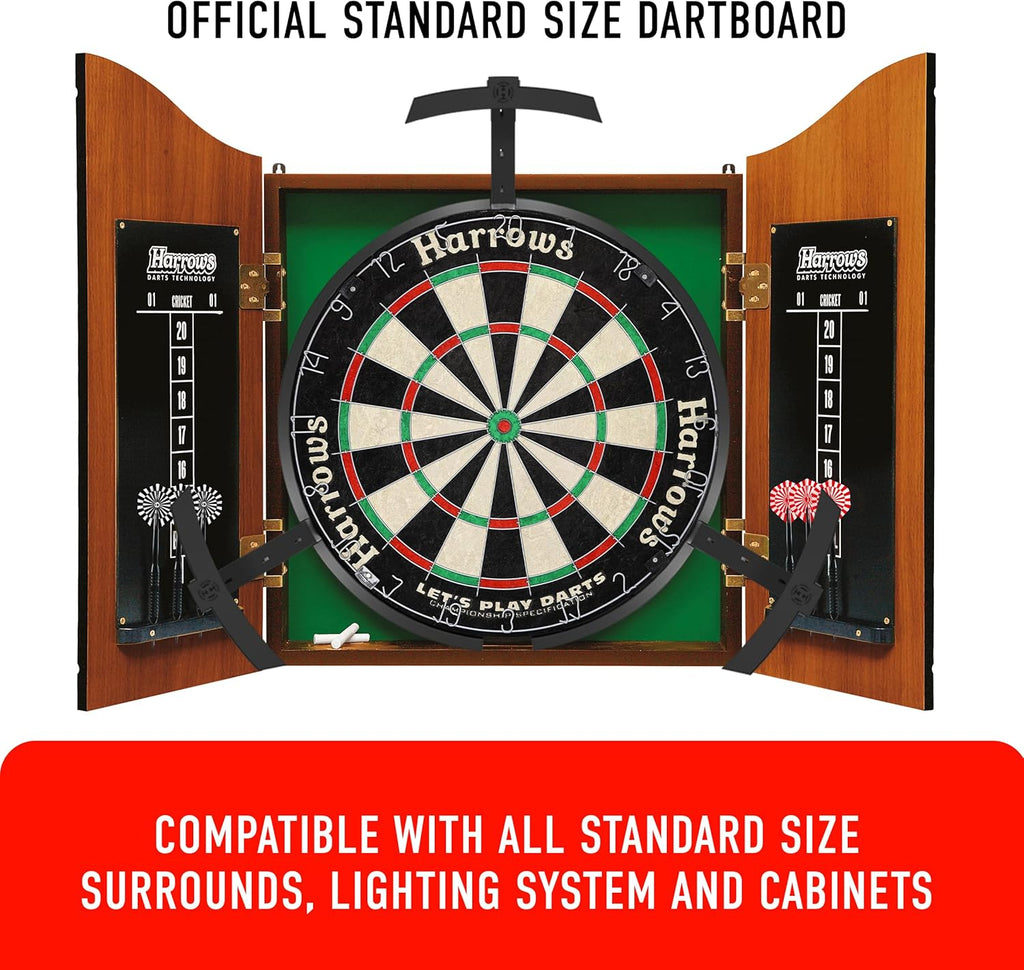 Dart Board Let’s Play Set, Dartboard Official Size I Darts Board with 6 Darts I Compatible with Dart Board Stand, Dart Board Lighting, Dartboard Cabinet I 6 Darts Set with Board