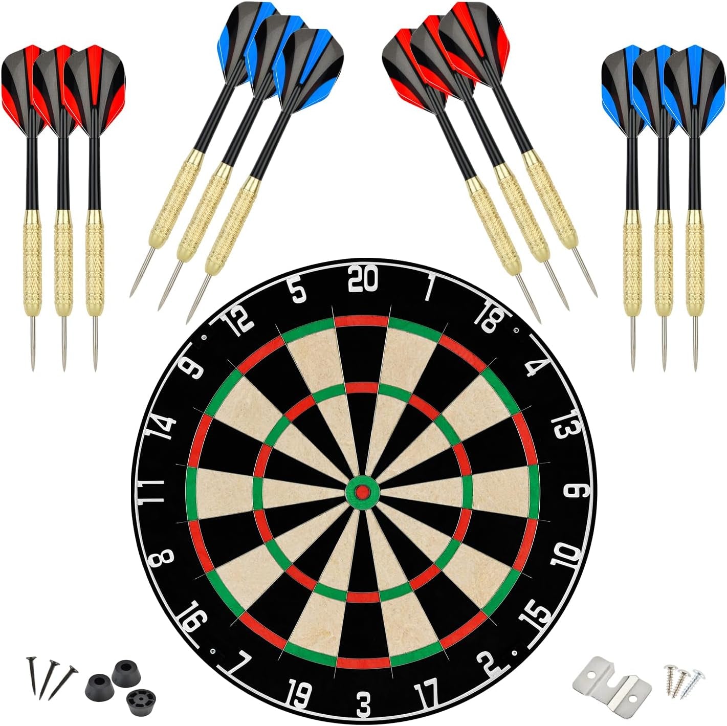 EVA Dartboard Surround Wall Protector, Sisal/Bristle Dartboard and 18g Steel Tip Darts Set Optional