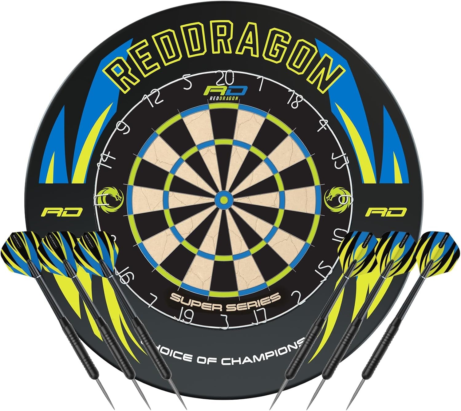 Professional Dartboard Sets - Tournament Standard quality and Durable Surround with 2x Sets Steel Tip Darts