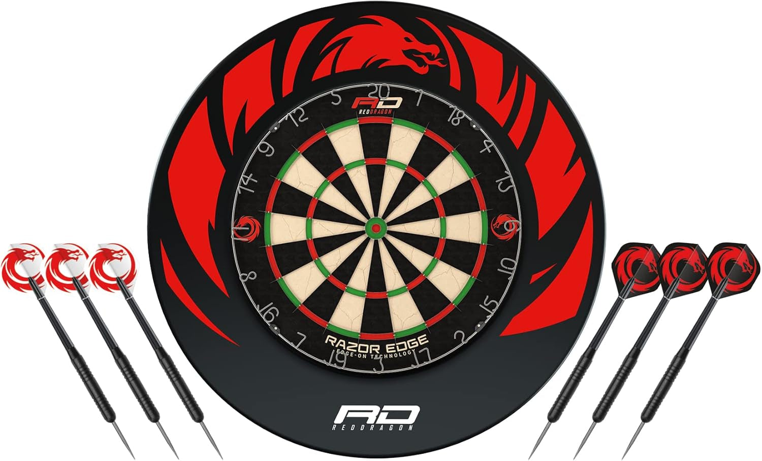 Professional Dartboard Sets - Tournament Standard quality and Durable Surround with 2x Sets Steel Tip Darts