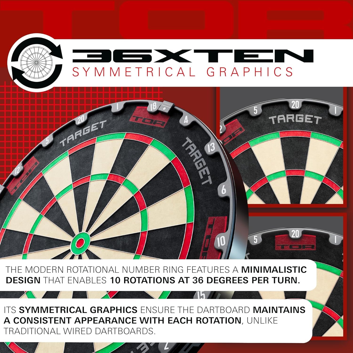 TOR Dartboard, Steel Tip Dart Board | Competition Standard Steel Tip Dartboards with Fixing Kit, Modern Rotational Number Ring, Premium Madagascan Sisal, Stainless Steel Thin Wire System