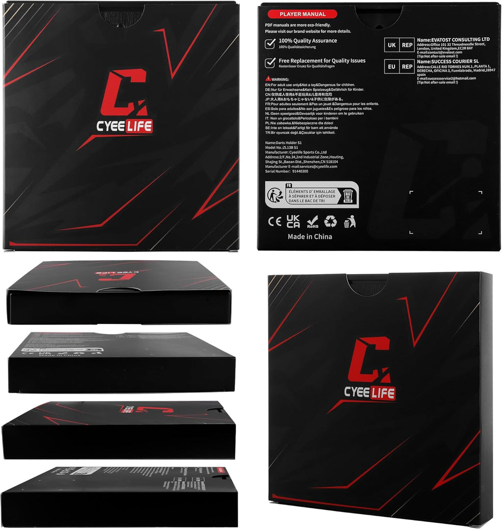 Wall Mounted Darts Holder/Stand,Dart Case Displays 6 Set of Steel/Soft Tip Darts,Compatible with All Sisal & Electronic Dartboards, Surrounds & Cabinets