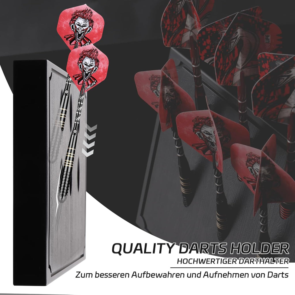 Wall Mounted Darts Holder/Stand,Dart Case Displays 6 Set of Steel/Soft Tip Darts,Compatible with All Sisal & Electronic Dartboards, Surrounds & Cabinets