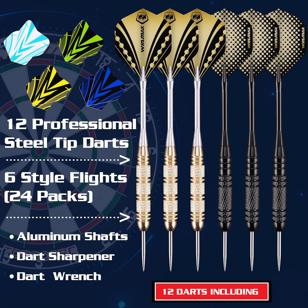 Dart Board - Dartboard Dart Boards for Adults Bristle Steel Tip Dartboard Set with 12 Darts Metal Tip