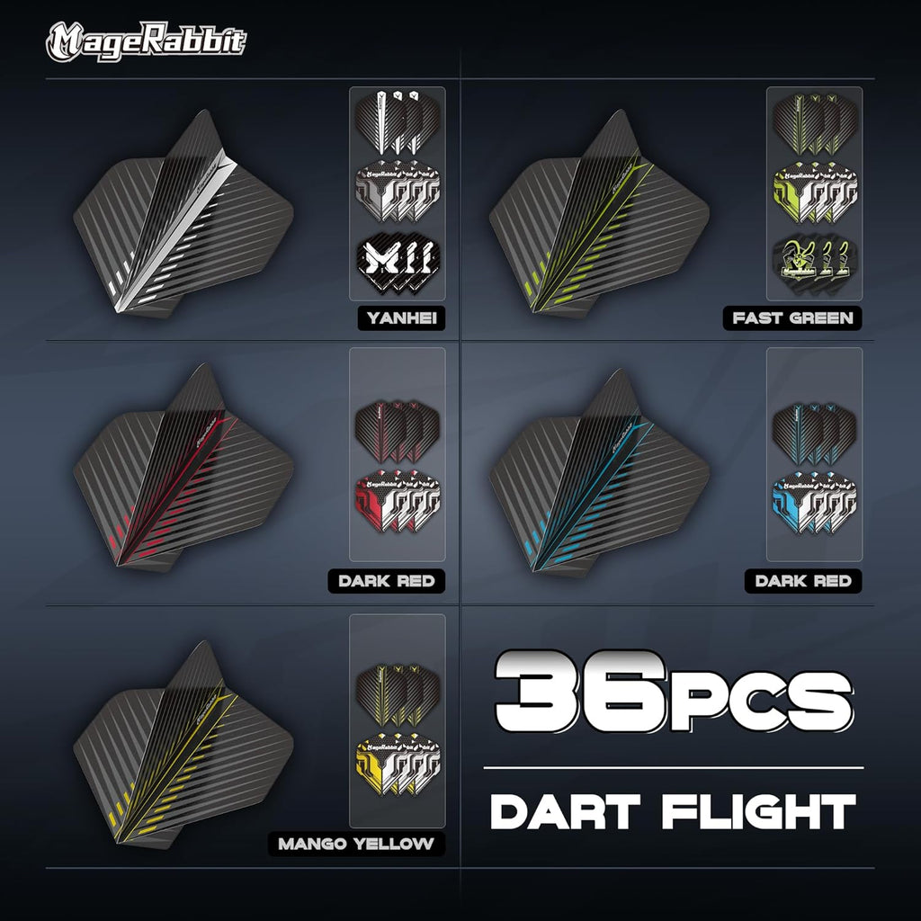 Dart-Zubehör-Set, 36 Dart-Flights, 45 Schäfte, Schärfer, Entferner, 50 Metallringe, 16 Flugschützer, insgesamt 11 Arten von Dart-Zubehör