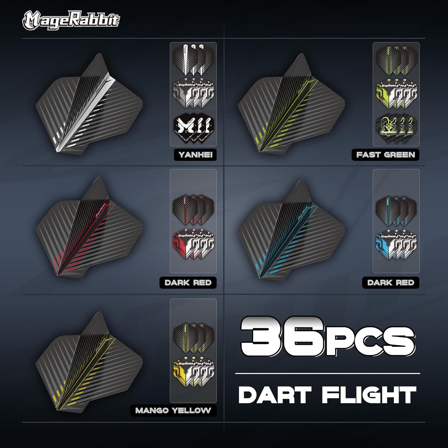 Dart-Zubehör-Set, 36 Dart-Flights, 45 Schäfte, Schärfer, Entferner, 50 Metallringe, 16 Flugschützer, insgesamt 11 Arten von Dart-Zubehör