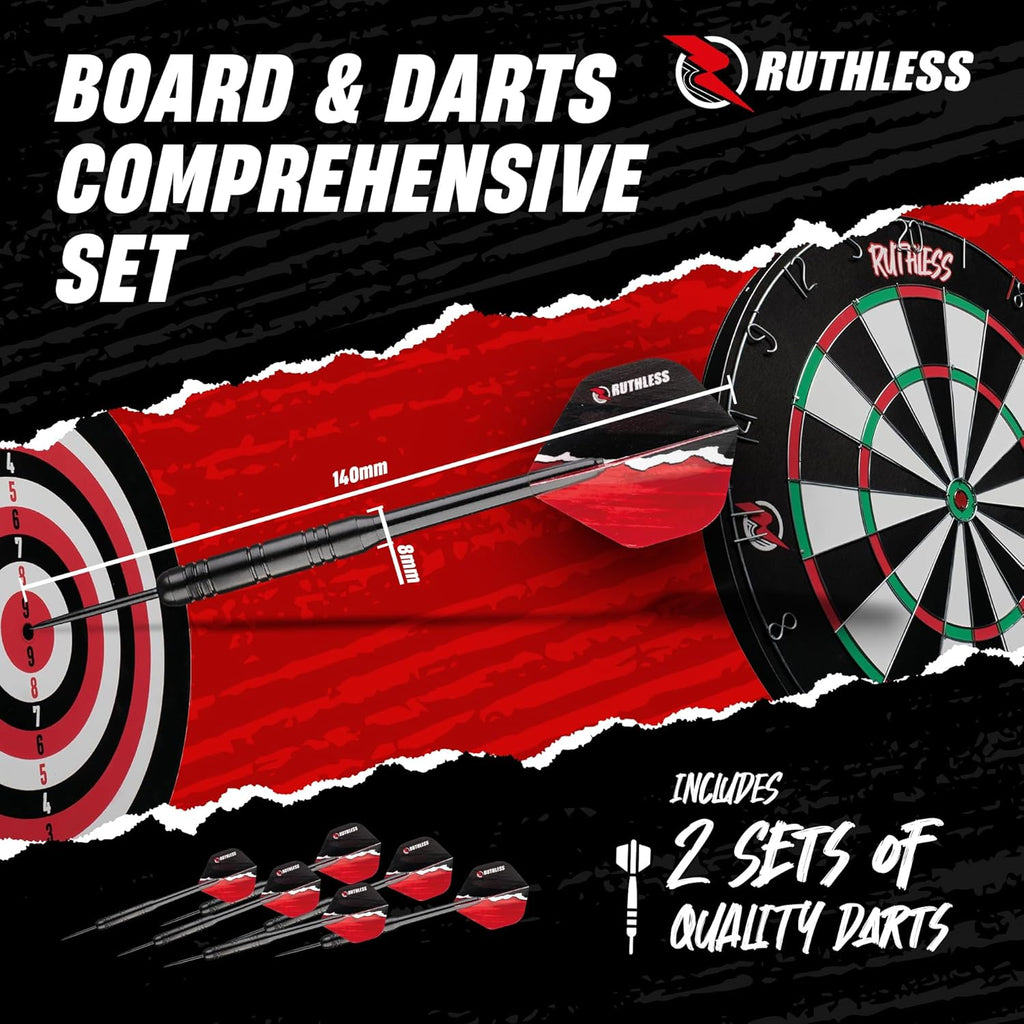 Rivals Family Dart Board Game | 18*1 Double Sided Dartboard Set Including 2 Sets of Darts (DB074)