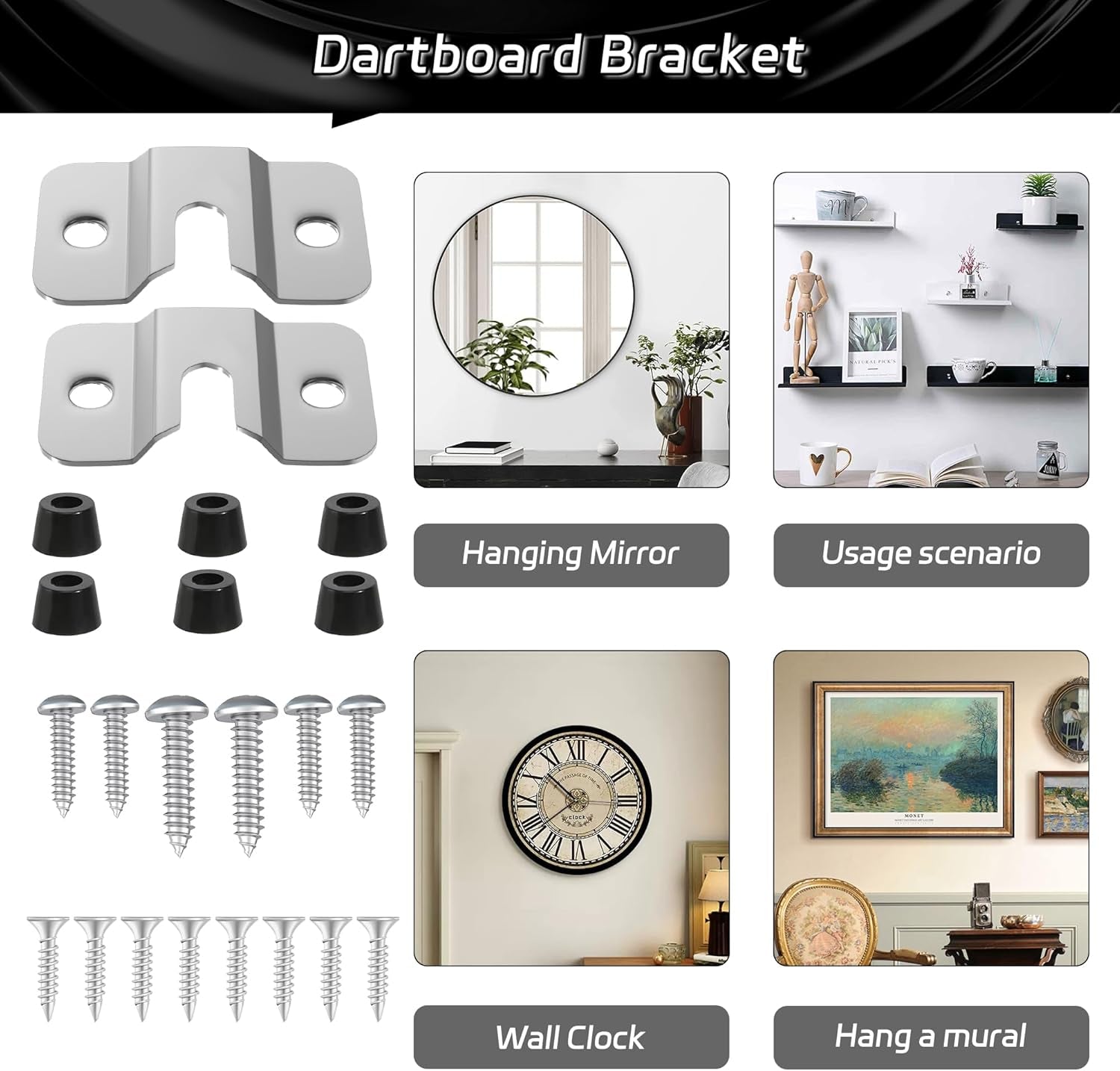 Dartboard Mounting Bracket,Dartboard Hanging Bracket for Steel Dart Games,Dart Accessories (2 Set)