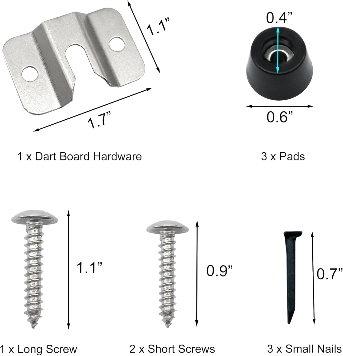 Portable Dartboard Mounting Bracket Kit, Includes Screws, Nails and Stabilisers Dart Board Hanging Kit Dart Board Hardware Wall Bracket for Hanging Dartboard