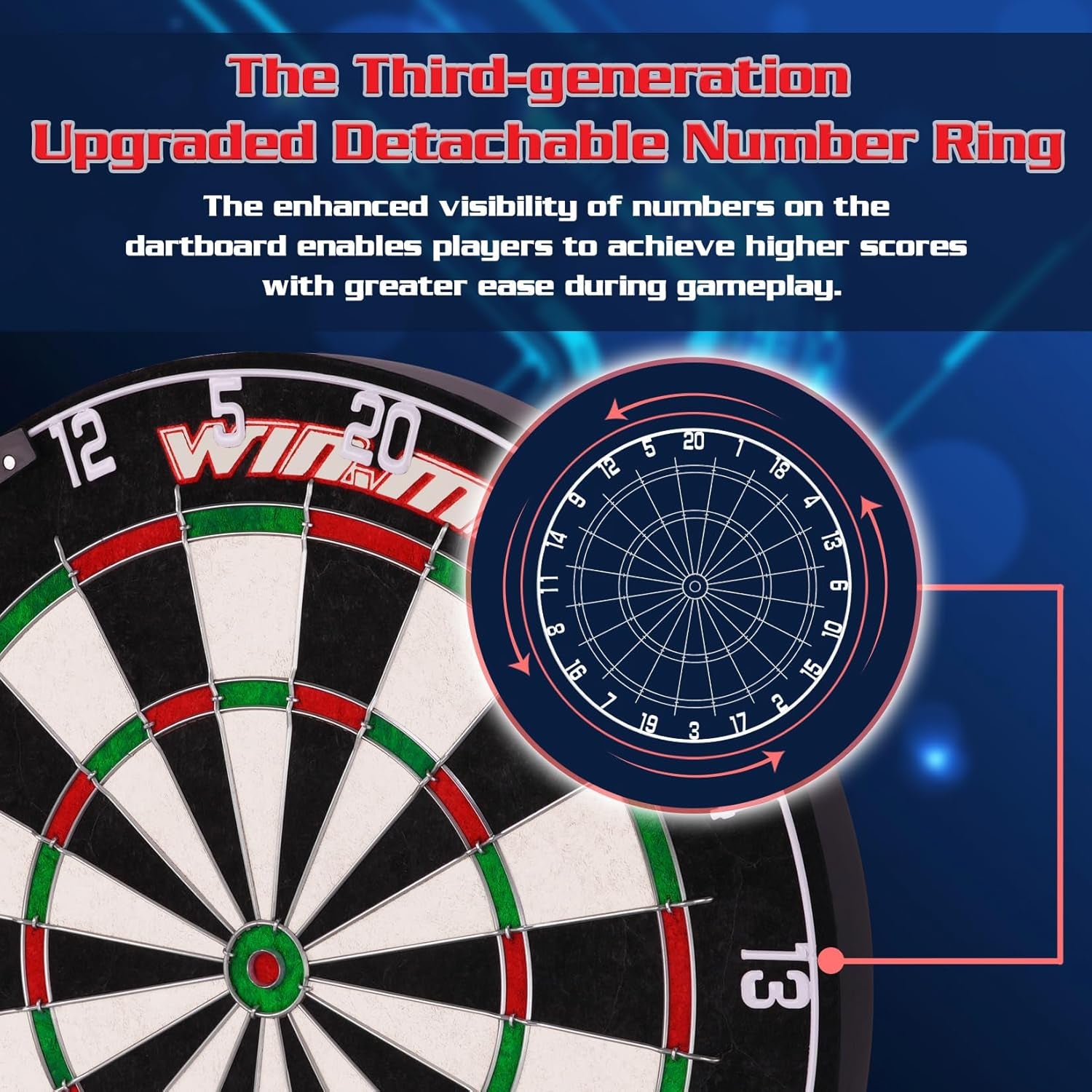Dart Board - Dartboard Dart Boards for Adults Bristle Steel Tip Dartboard Set with 12 Darts Metal Tip