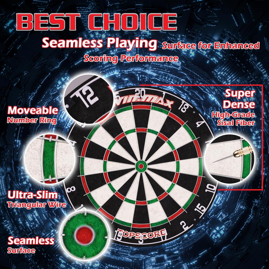 Dart Board - Dartboard Dart Boards for Adults Bristle Steel Tip Dartboard Set with 12 Darts Metal Tip