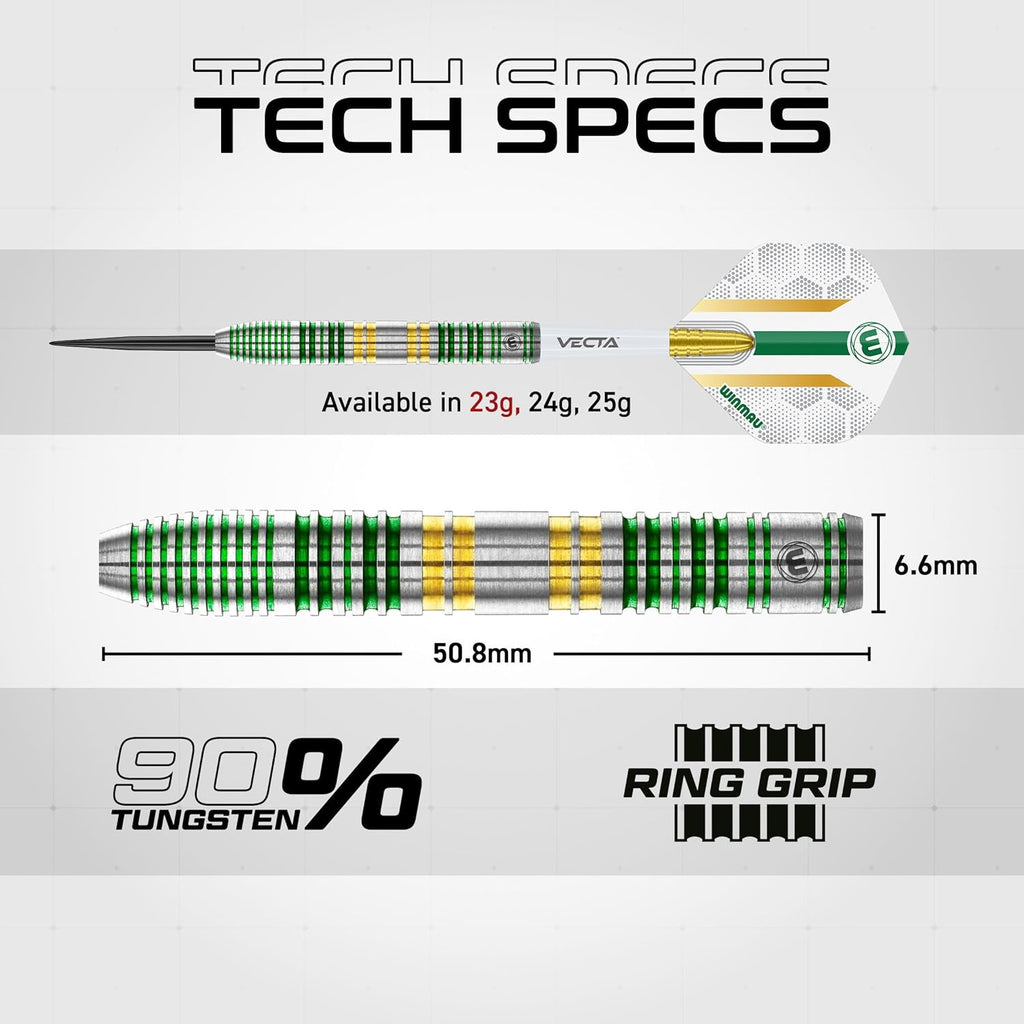 Darts Xenon Series 90% Professional Tungsten Darts Set with Dart Flights and Dart Shafts (Stems) - Available weights 18g Soft Tip 23g, 24g and 25g Steel Tip