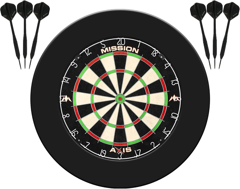 Axis Home Centre | Darts and Dartboard Complete Bundle Including Surround and Oche with 2 Sets of Darts, Black (SU082)