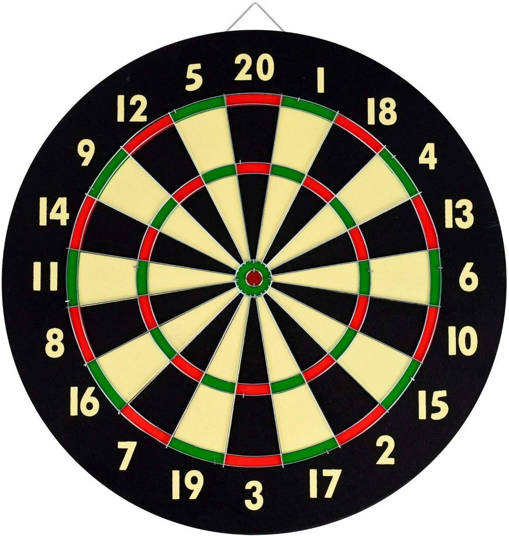 NEW DART BOARD + 6 BRASS DARTS FLAG CHECKERS 16.5 inch by