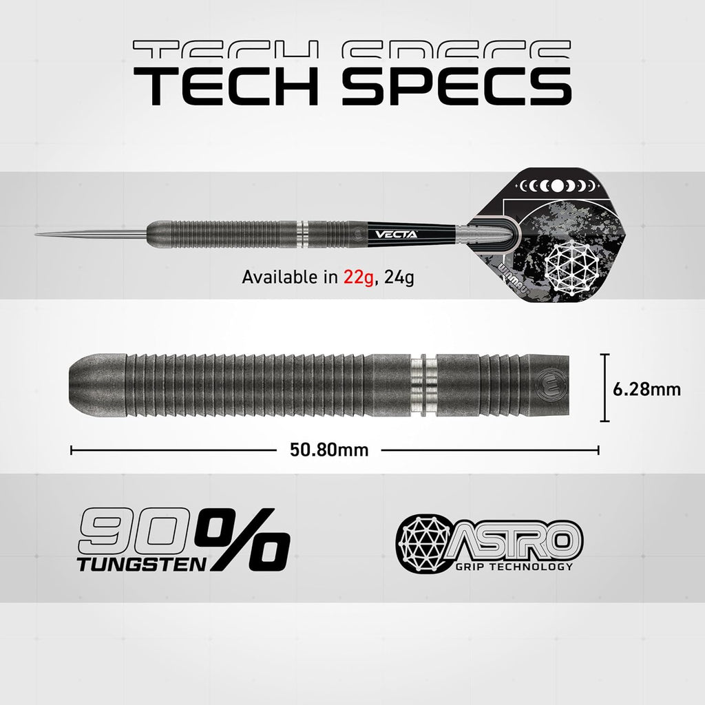 Darts Callisto Series 90% Professional Tungsten Steel Tip Darts Set with Dart Flights and Dart Shafts (Stems) - Available in Three Styles - 22g, 23g, 24g, 25g & 26g Dart