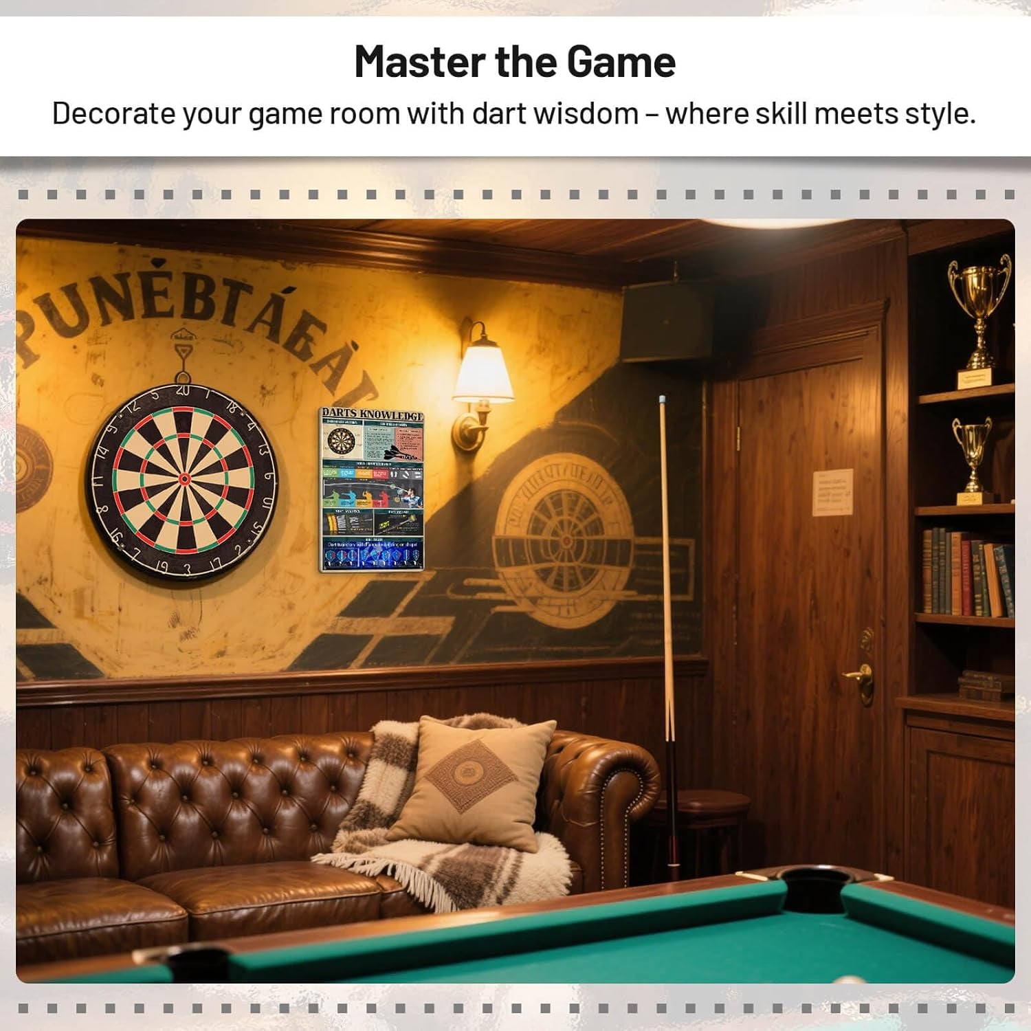 Darts Knowledge Poster, Dartboard Mechanics & Rules Vintage Metal Tin Signs, Wall Art Decor for Game Room Bar Man Cave Gift for Men 16x12 Inches