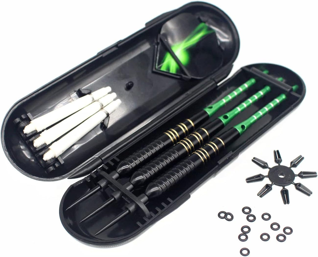 Steel Tip Darts 3 Pack 23 Grams Professional Darts Metal Tip Set with Brass Barrels Aluminum Shafts Extra 3 PVC Dart Shafts 8 Flight Protectors 12 Rubber O-Rings Dart Storage Case
