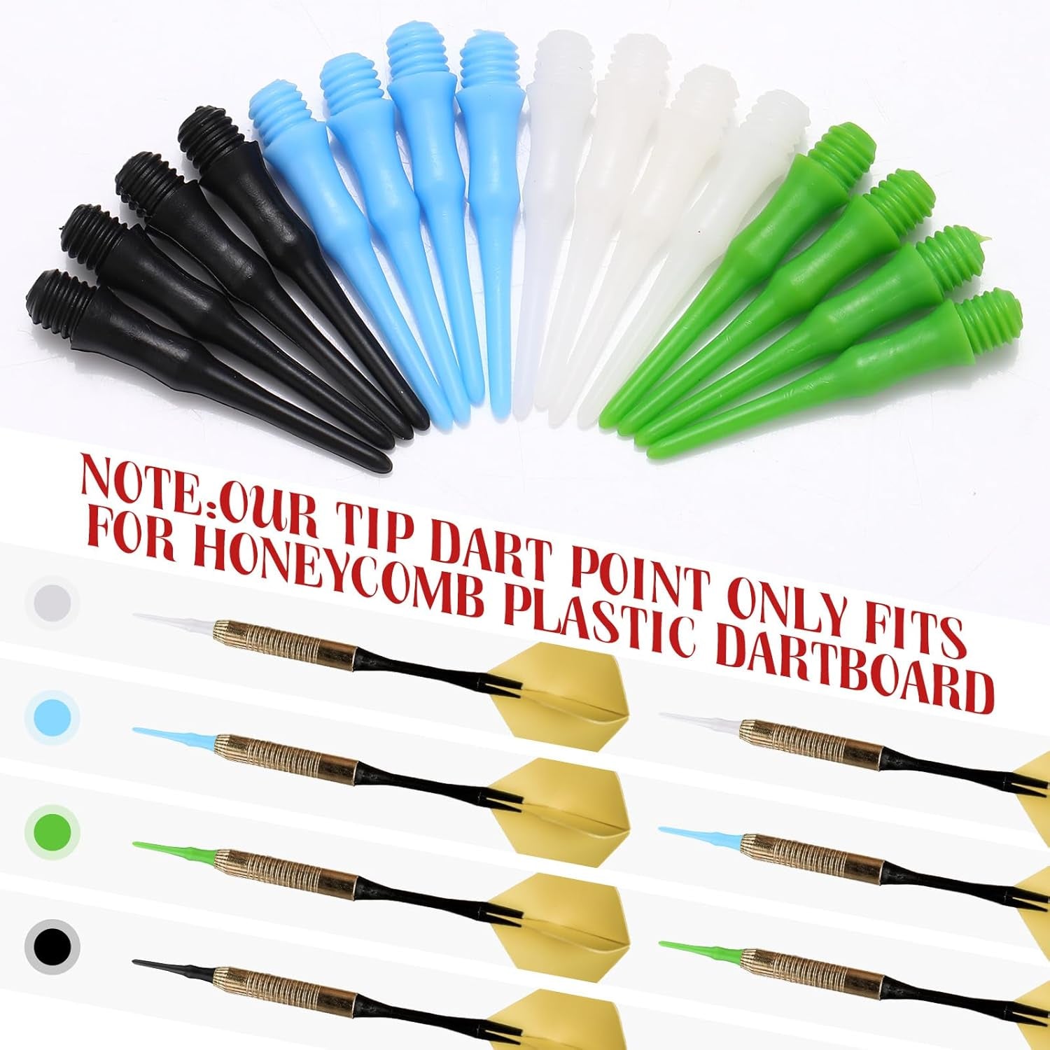 200 Pack 2BA Thread Soft Tip Dart Points Plastic Replacement Dart Tips Soft Tip Dart Tips Dart Accessories for Tip Darts