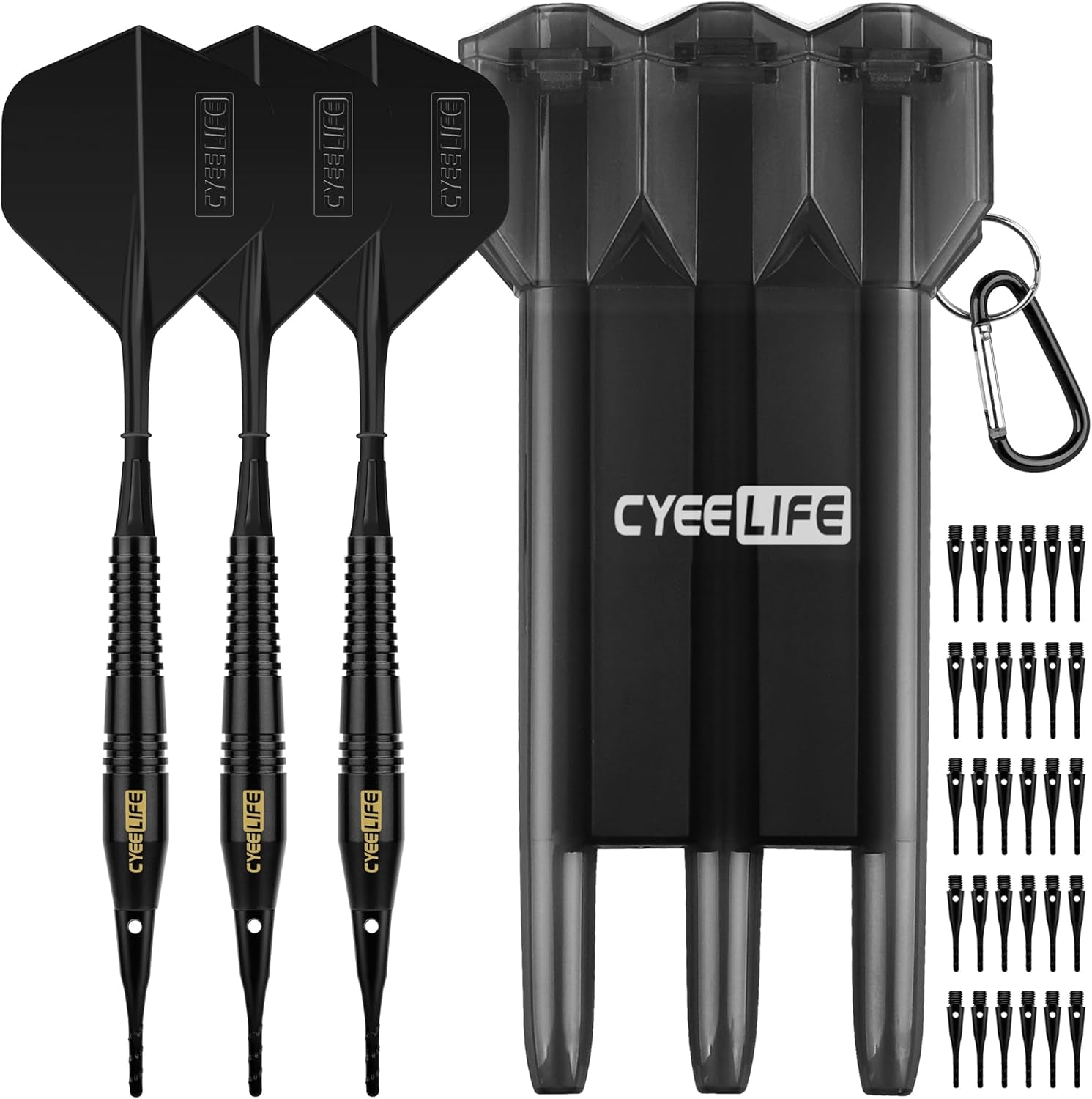 18g Soft Tip Darts with Carrying case and Extra Points,Professional Plastic Darts Set
