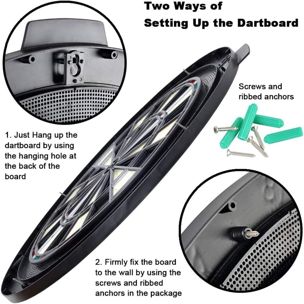 Soft tip Dartboard – 18” Safety Plastic Board with 12 Soft tip Darts and Extra 20 Soft Tips, mounting Kits Also Included