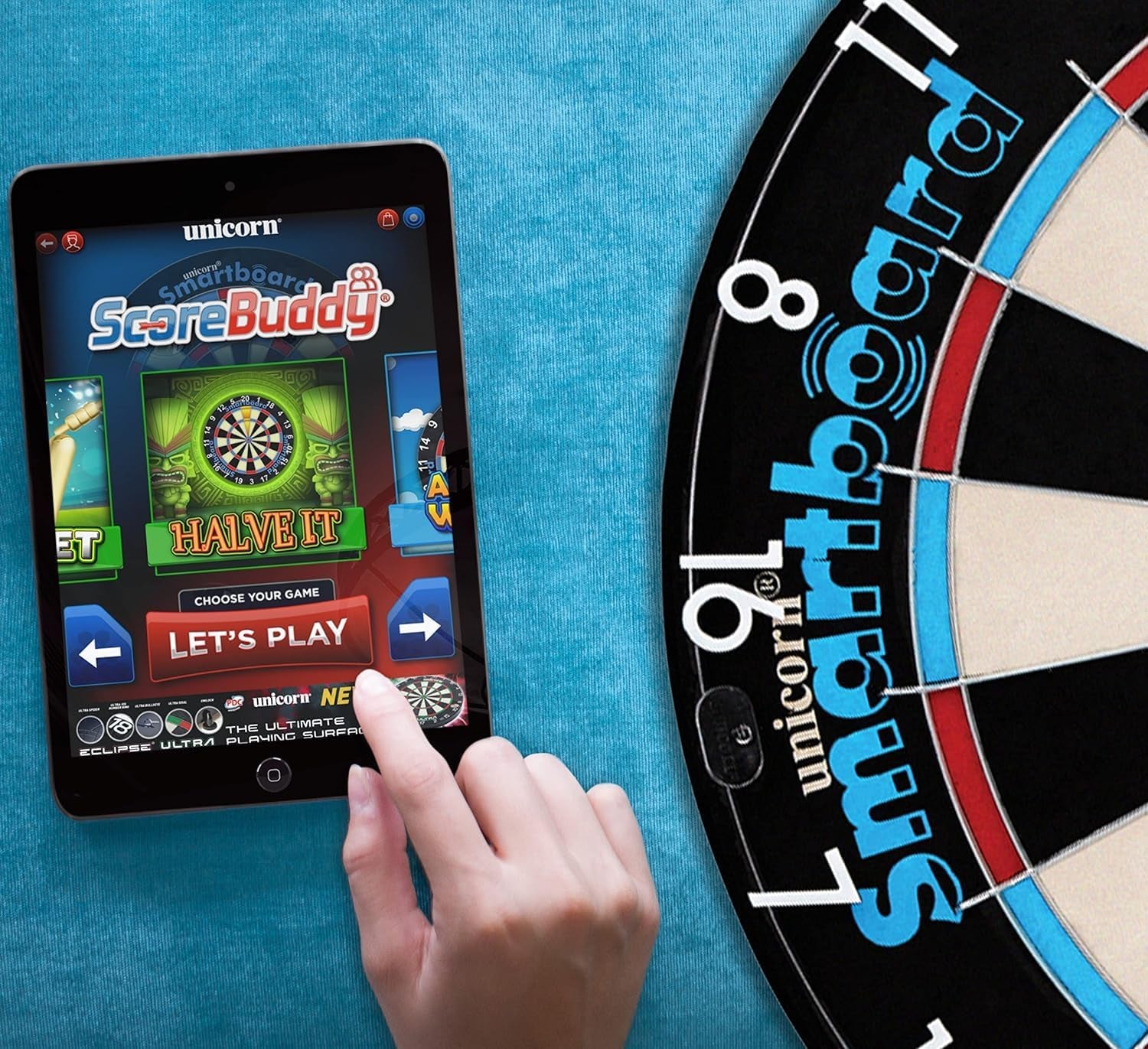 Electronic Dartboard | Smartboard | Traditional Sisal Bristle | Connects to Bluetooth Scorebuddy App | includes 6 Steel Tip Darts