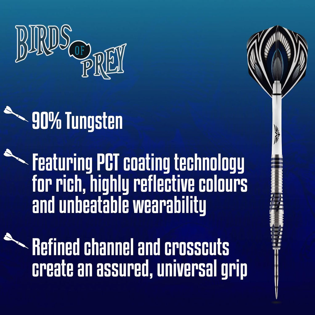 Darts Birds of Prey Falcon-Steel Tip Dart Set-Front Weighted-90% Tungsten Barrels