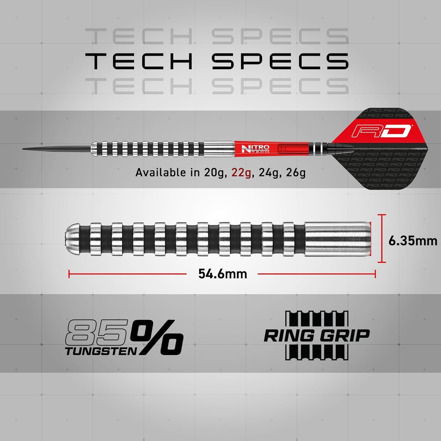 Javelin Black 20g, 22g, 24g and 26g Tungsten Darts Set with Dart Flights and Dart Shafts (Stems)