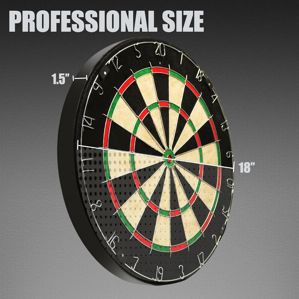 Regulation Bristle Dart Board Set: 45' High-Grade Compressed Sisal Dart Boards for Adults w/Print Numbers & Staple-Free Bullseye, Dartboard Set for Family Party/Room/Bar/Garage