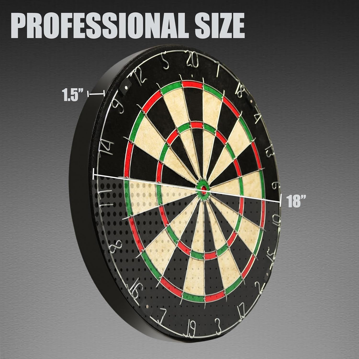 Regulation Bristle Dart Board Set: 45' High-Grade Compressed Sisal Dart Boards for Adults w/Print Numbers & Staple-Free Bullseye, Dartboard Set for Family Party/Room/Bar/Garage
