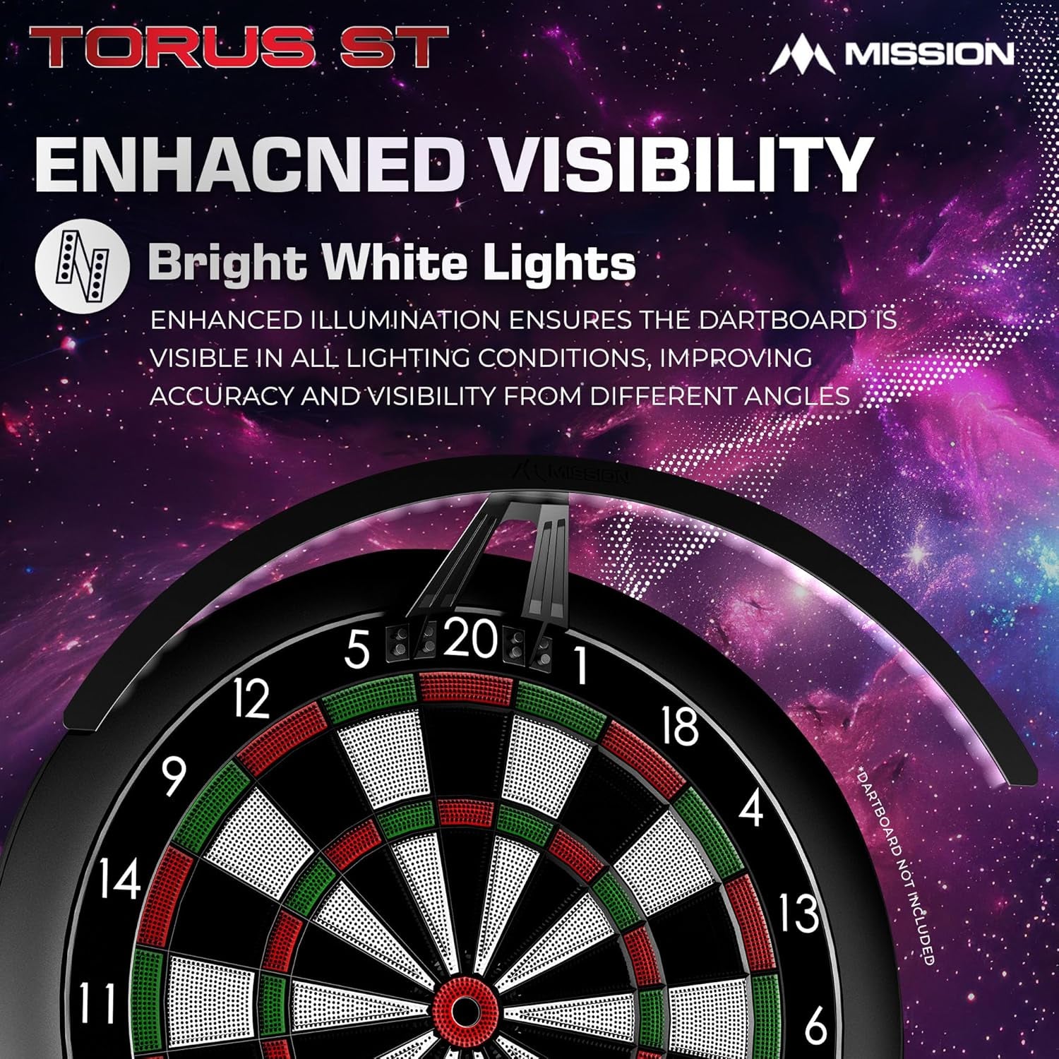 Torus ST Soft Tip Dart Board Light | Dartboard LED Lighting System for Electronic and Soft Tip Dartboards, Black (TOR-ST)