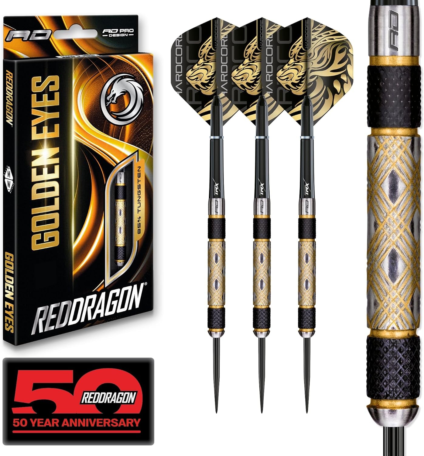 - Golden Eyes - 22g, 24g, 26g, 28g, 30g, 32g Professional 85% Tungsten Darts Set with Flights and Stems