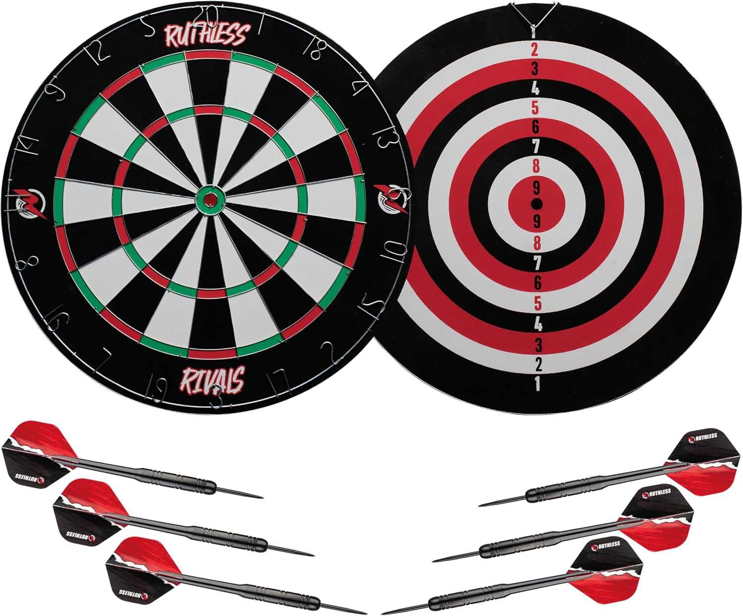 Rivals Family Dart Board Game | 18*1 Double Sided Dartboard Set Including 2 Sets of Darts (DB074)