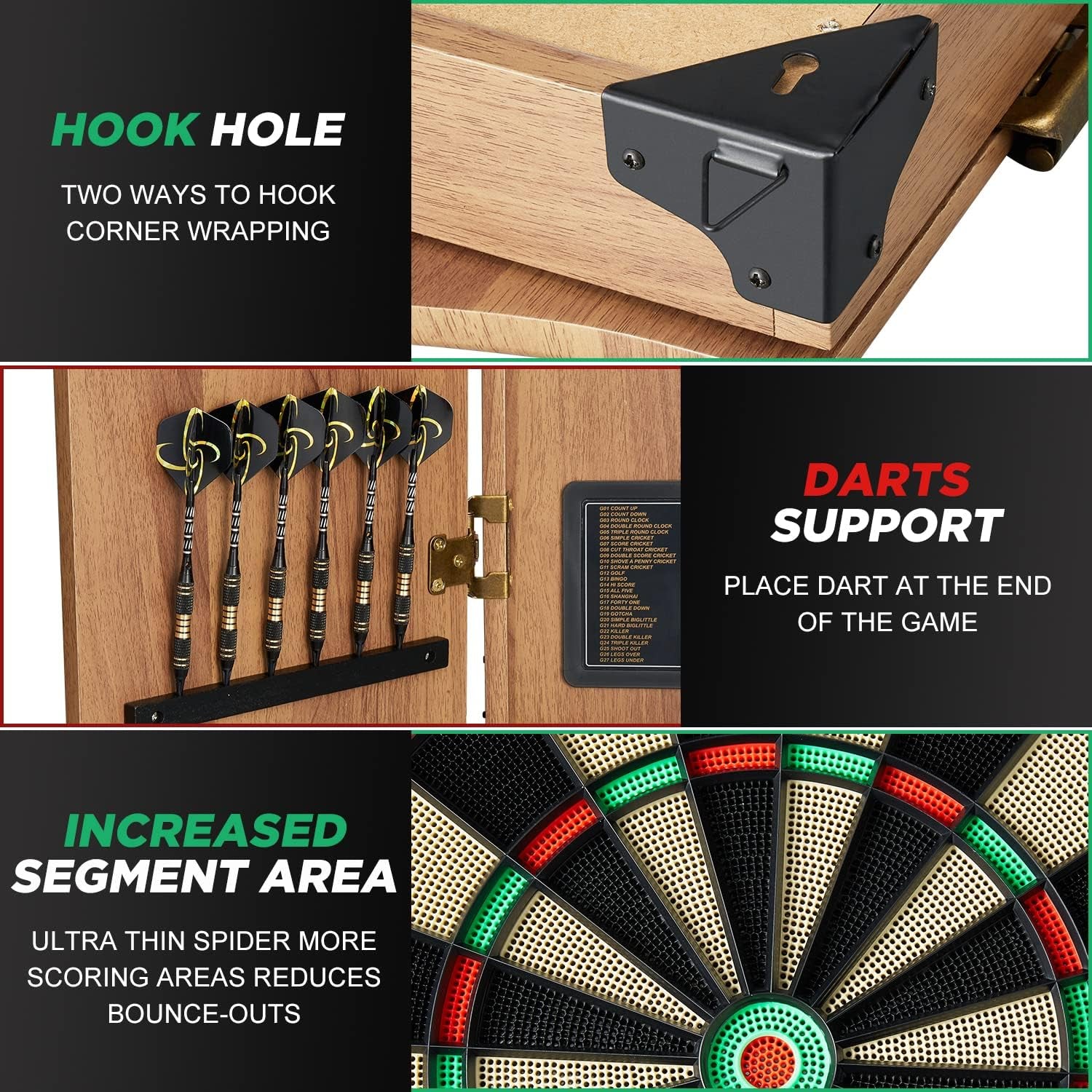 Decorative Dart Board Cabinet Set with Electronic Dart Board, 12 Soft Tip Darts, Wooden Cabinet Doors with Integrated Scoreboard, Apricot