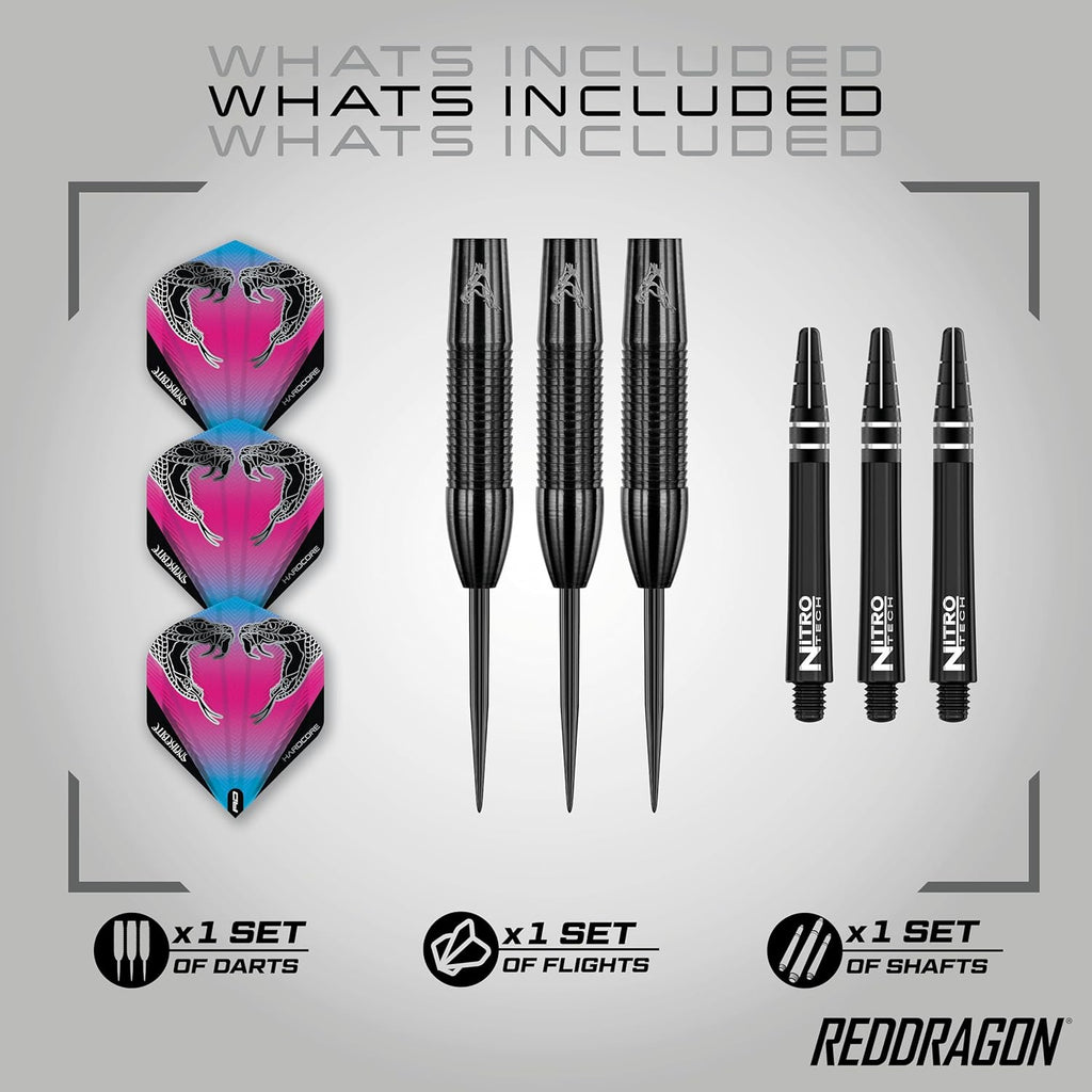 Peter Wright Snakebite 3: 22g or 26g Tungsten Darts Set with Flights and Stems