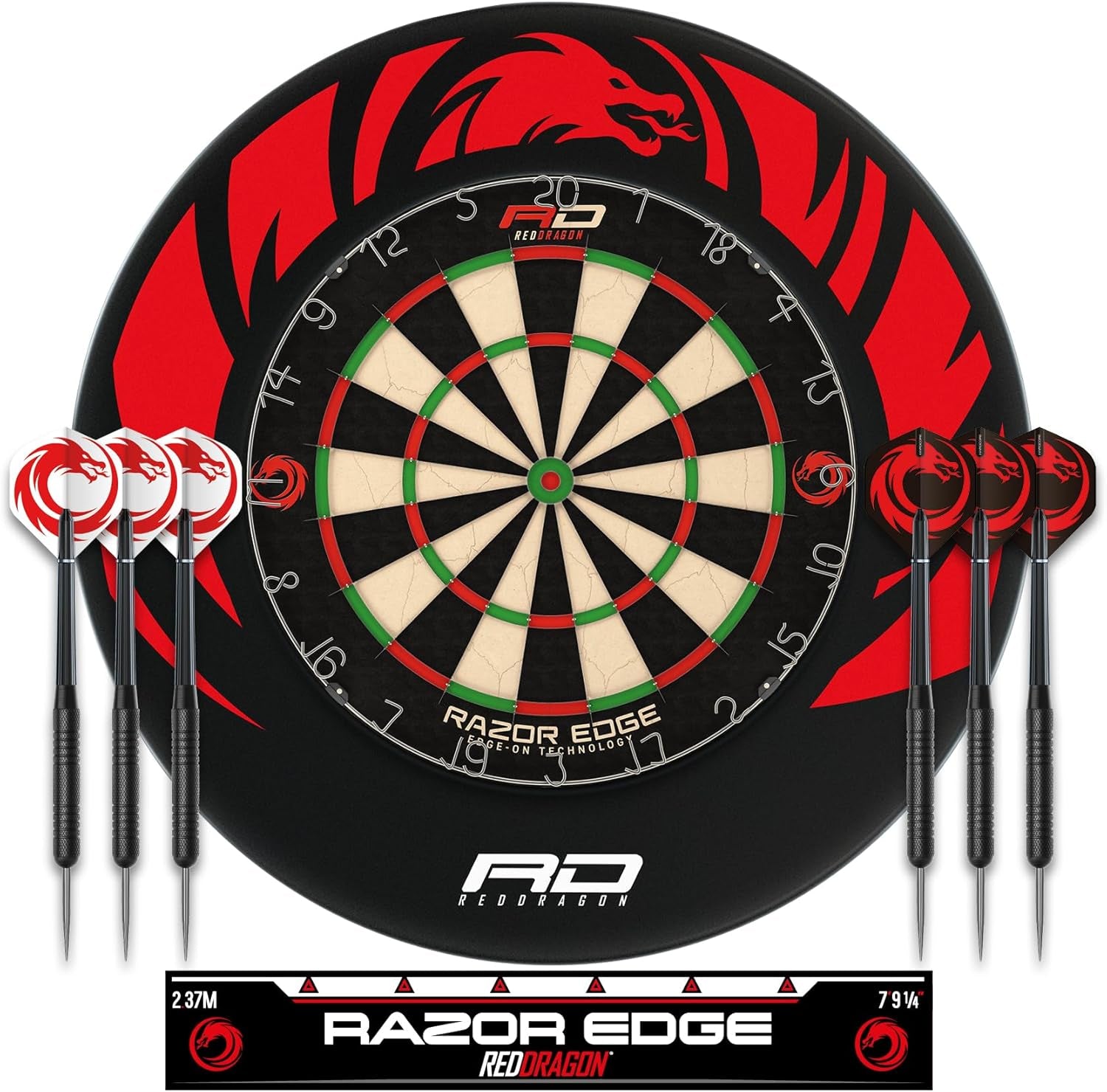 Professional Dartboard Sets - Tournament Standard quality and Durable Surround with 2x Sets Steel Tip Darts