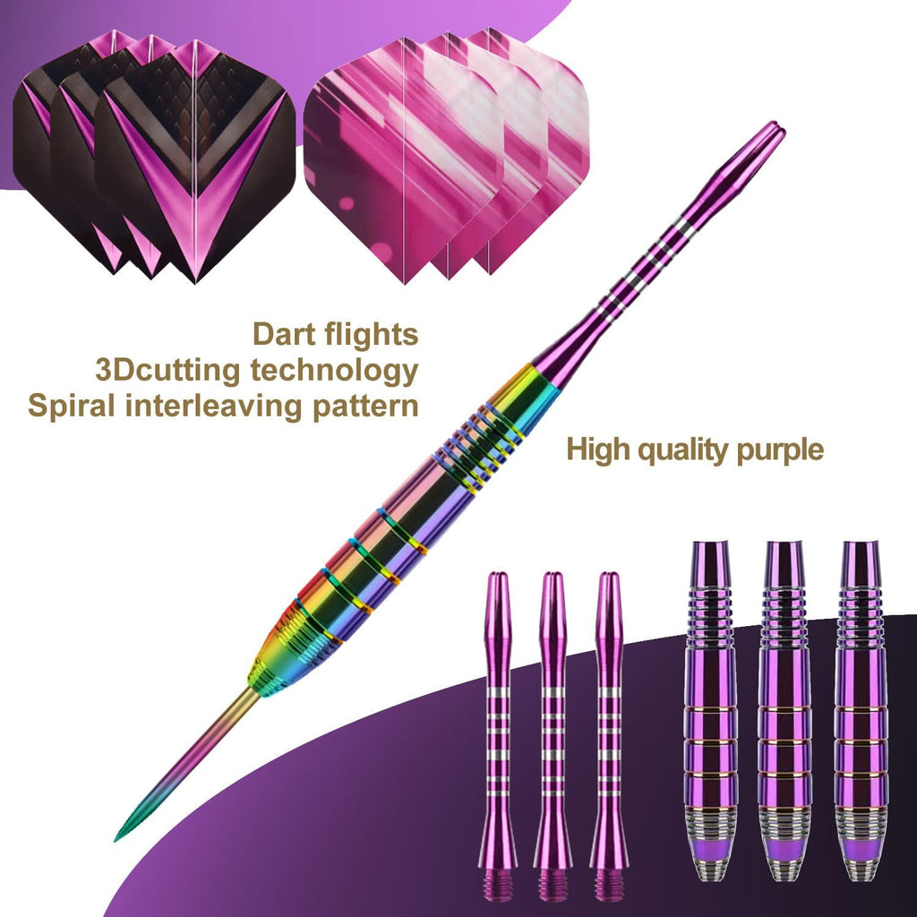 Darts Metal Tip Set 3 Aluminum Shaft Metal Dart Set Professional Darts Plastic Tip Sets + Extra 3 Dart Flights 3 Replace Plastic Shafts Beginner or Professional Darts